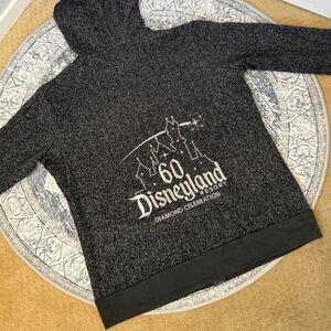 Disneyland Resort 60 Year Anniversary Black Silver Sparkle Diamond Zip Up Hoodie